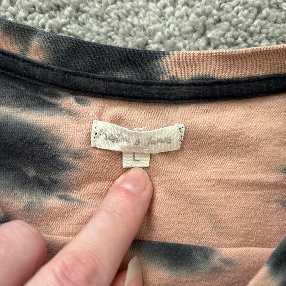 Preston & James Acid Wash Zodiac Raw Edge Cotton Cropped Shirt Large - Picture 6 of 9